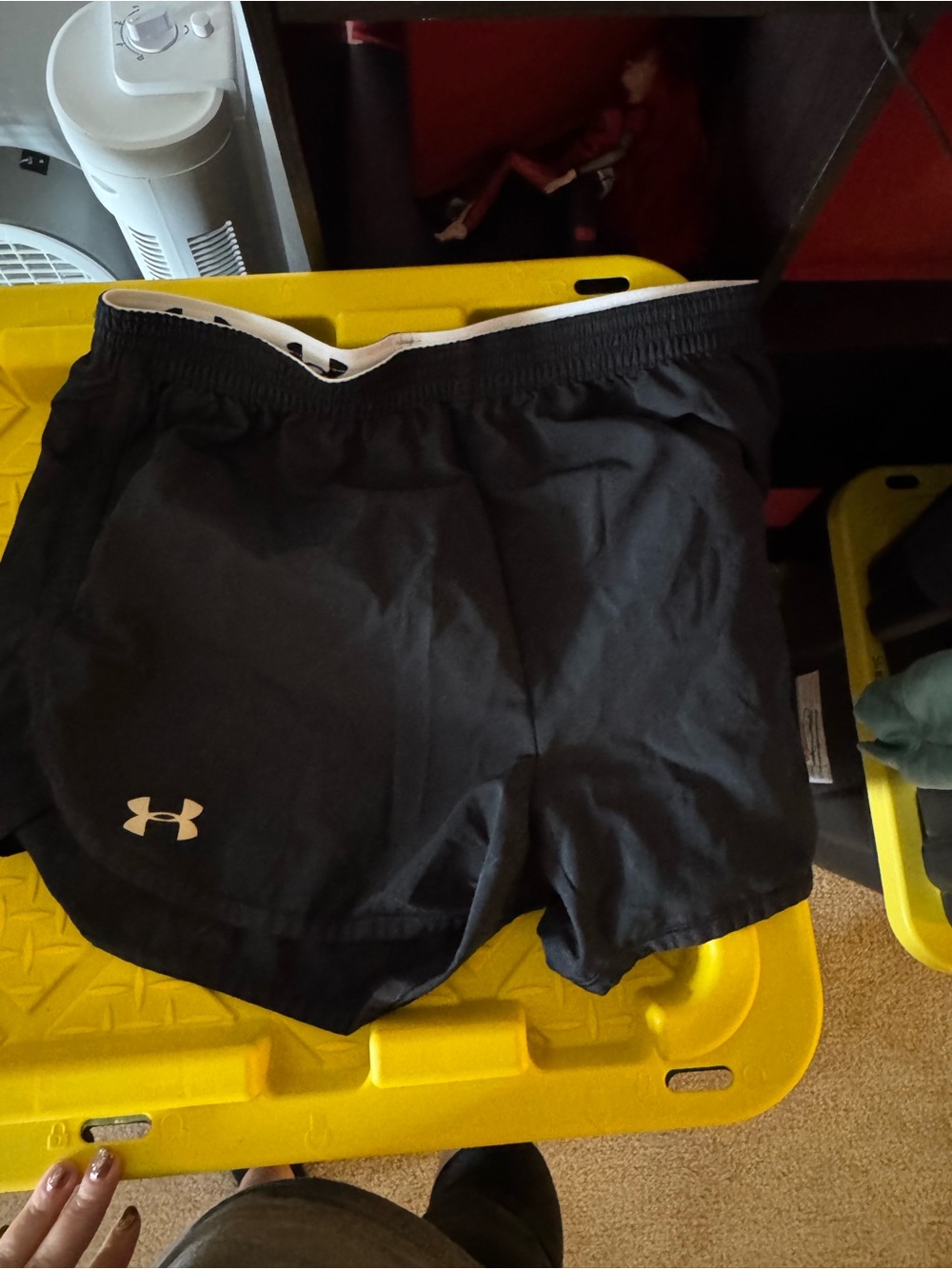 Under Armour Black Women's Athletic Shorts with White Waistband